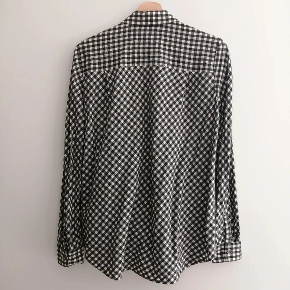 Lafayette 148 Gingham Plaid Cotton, Wool, Linen Button Up Blouse Small - Picture 3 of 15